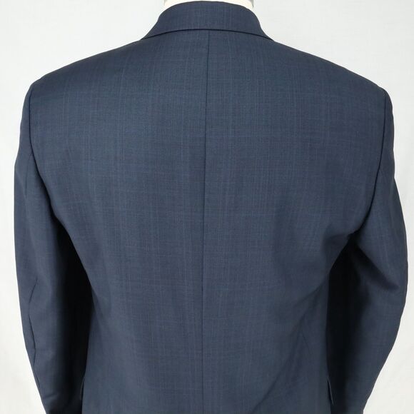 John W Nordstrom Sport Coat Mens 44R Blue Plaid Jacket Wool Reda Super 120s - Picture 9 of 16